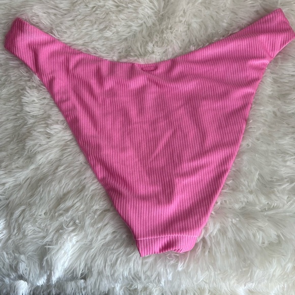 💓Pink💓#Vibrant Pink Ribbed Bikini Bottom - Picture 2 of 5